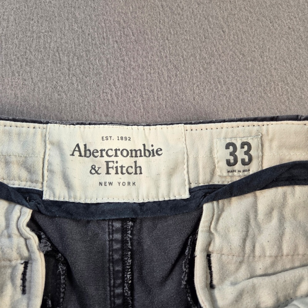 Abercrombie & Fitch Mens 33 Grey Moose Print Heavyweight Cotton Chino Shorts - Picture 5 of 9